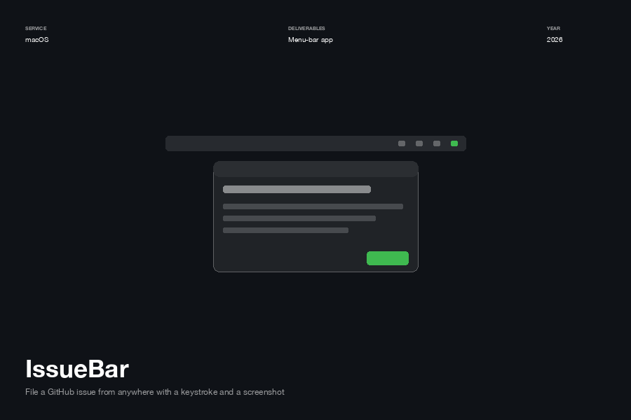 IssueBar — File a GitHub issue from anywhere with a keystroke and a screenshot