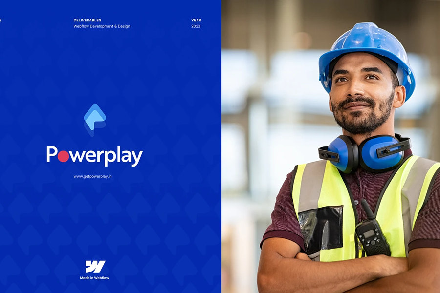 Powerplay — Marketing site for a construction-management product, designed and built in Webflow